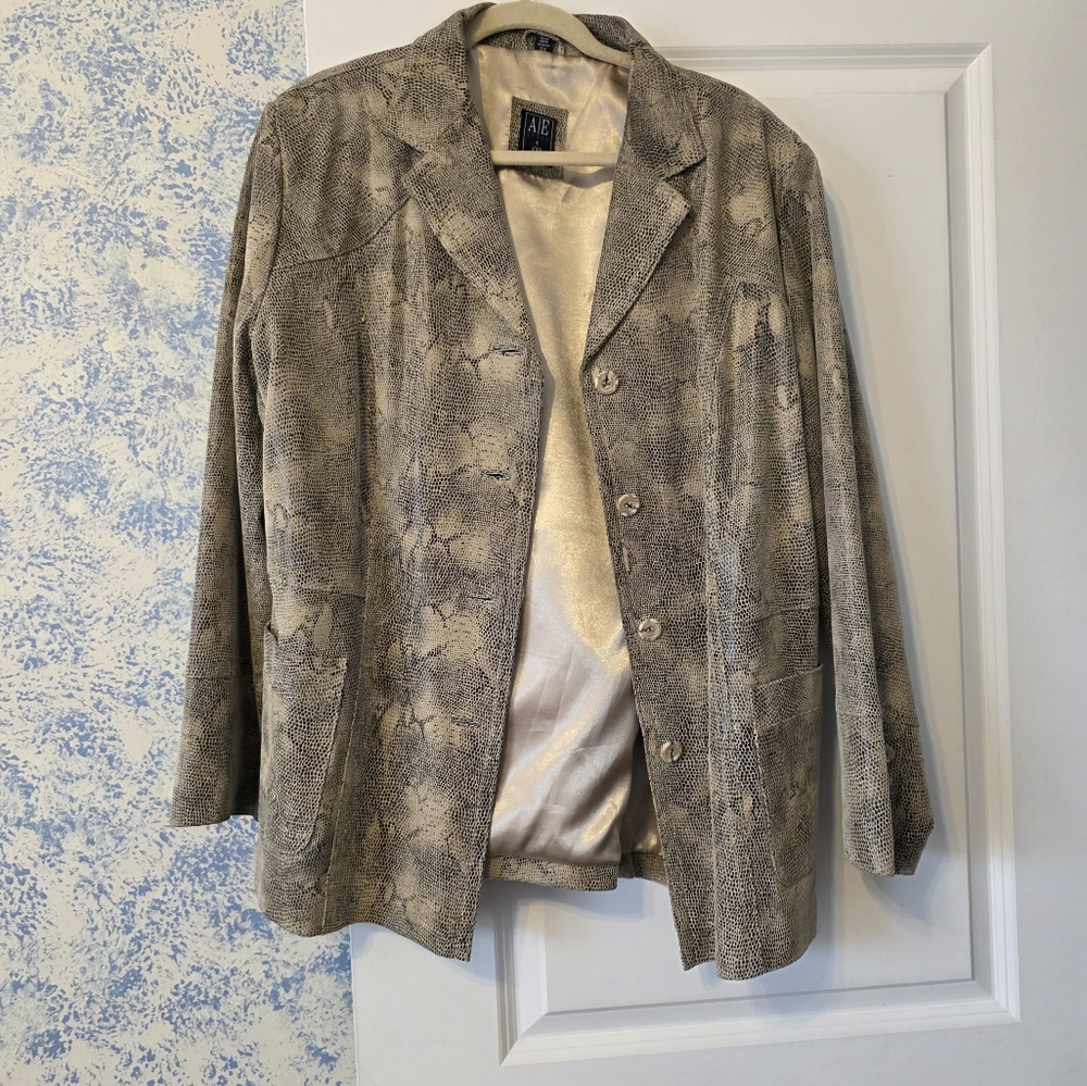 Jag Jeans Women's Taupe Patterned Blazer Leather
